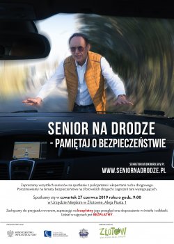 Plakat promujący wydarzenie - Senior na drodze -Pamiętaj o bezpieczeństwie