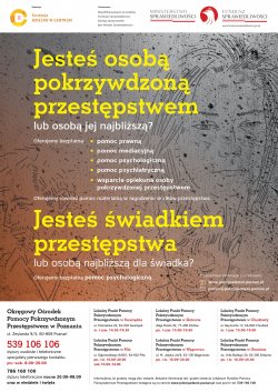 Plakat informacyjny Jesteś osobą pokrzywdzoną przestęstwem