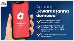 Plakat promujący aplikację kwarantanna domowa przygotowane przez Kancelarię Prezesa Rady Ministrów