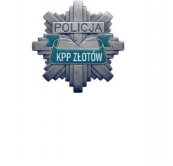 Policyjna odznaka w miejscu identyfikacji indywidualnej policjanta napis KPP Złotów