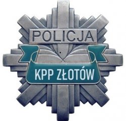 Zdjęcie przedstawia gwiazdę z napisem Policja KPP Złotów